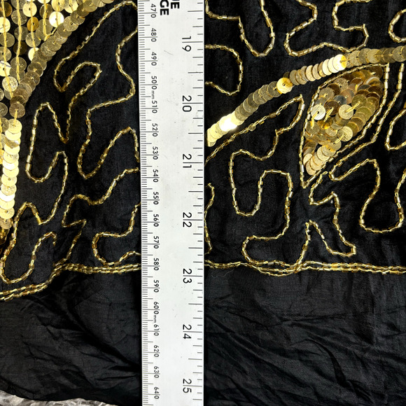 Women's Jean for Joseph Le Bon Silk Sequin Beaded Black Gold Formal Top- Size L - Picture 3 of 7